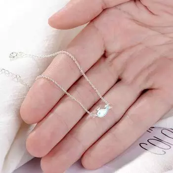 Браслеты из стерлингового серебра 925 пробы, ожерелье с изображением маленького кита, синего дельфина и животного для женщин и девочек, подарок S-B207