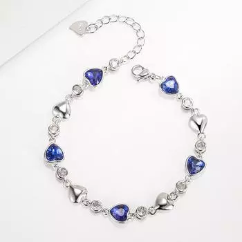 Браслеты из стерлингового серебра 925 пробы с синим цирконием для женщин, модные свадебные роскошные ювелирные изделия, аксессуарыGaaBou Jewellery белый