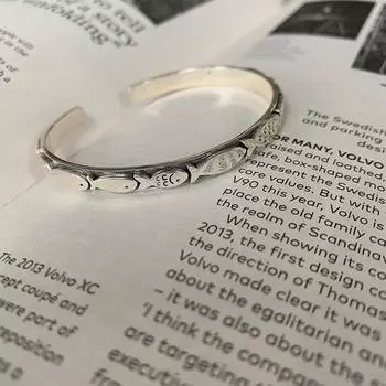 Браслеты из стерлингового серебра 925 пробы с рыбьим узлом для женщин, геометрический открытый браслет-манжета, подарки, ювелирные изделия