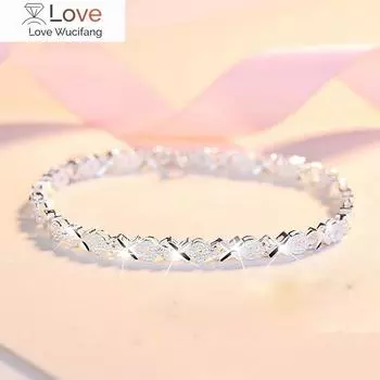 Браслеты из стерлингового серебра 925 пробы с подвесками в виде креста из циркония для женщин, парные браслеты, аксессуары, серебряные браслеты 925 пробы золотой