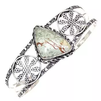 Браслеты-манжеты из американского драгоценного камня яшмы, старинные серебряные, 7 дюймов, регулируемые