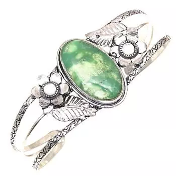 Браслеты-манжеты из антикварных ювелирных изделий с драгоценными камнями хризопраза 7 дюймов, регулируемые