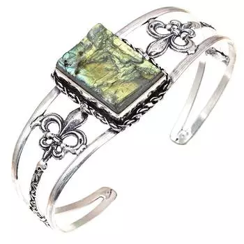 Браслеты-манжеты из этнических драгоценных камней Labradorite Drusy, регулируемые, 7 дюймов