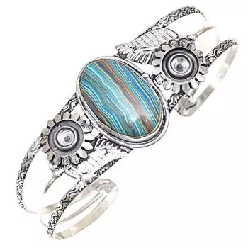 Браслеты-манжеты из этнических драгоценных камней радужной калсилики, регулируемые, 7 дюймов