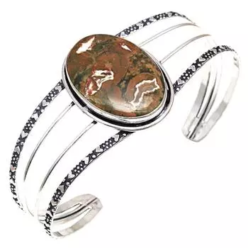 Браслеты-манжеты из этнических драгоценных камней Rainforest Jasper, регулируемые, 7 дюймов