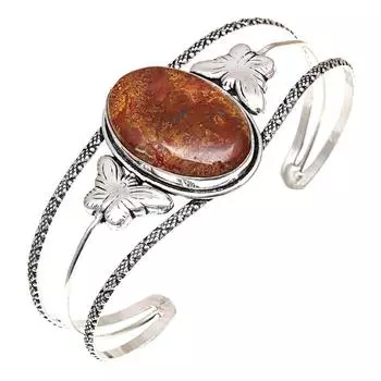 Браслеты-манжеты из этнических украшений с яшмой Birds Eye Jasper Gemstone 7 Adjustable