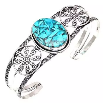 Браслеты-манжеты из бирюзового и синего драгоценного камня, 7 дюймов, регулируемые