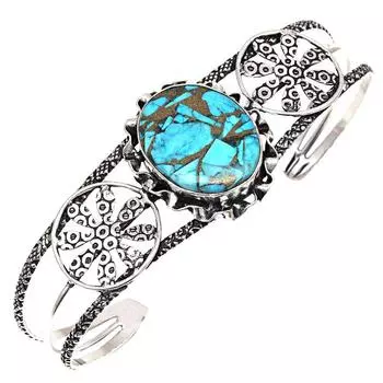 Браслеты-манжеты из бирюзового и синего драгоценного камня, 7 дюймов, регулируемые