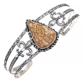 Браслеты-манжеты из драгоценных камней Dendritic Drusy, 7 дюймов, регулируемые