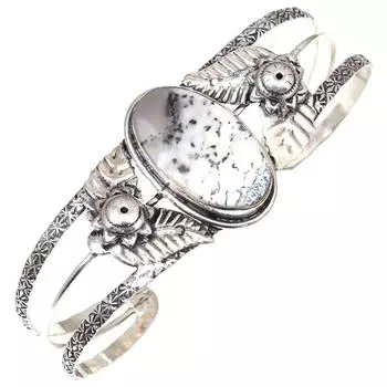 Браслеты-манжеты из драгоценных камней Dendritic Opal, 7 дюймов, регулируемые