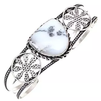 Браслеты-манжеты из драгоценных камней Dendritic Opal, 7 дюймов, регулируемые