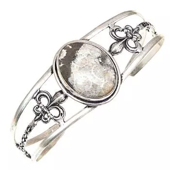 Браслеты-манжеты из драгоценных камней из ископаемого коралла, 7 дюймов, регулируемые