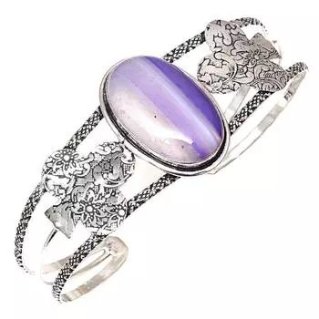 Браслеты-манжеты из драгоценных камней с синим ботсванским агатом, 7 дюймов, регулируемые