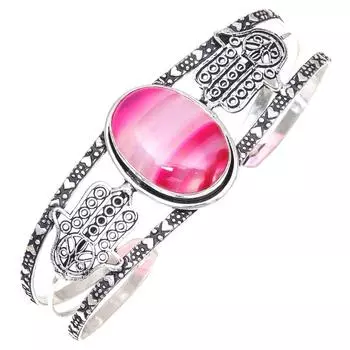 Браслеты-манжеты из розового ботсванского агата с драгоценными камнями, 7 дюймов, регулируемые