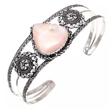 Браслеты-манжеты из розового опала с драгоценными камнями, 7 дюймов, регулируемые