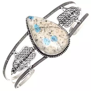 Браслеты-манжеты из серебра ручной работы с драгоценными камнями из яшмы K2, длина 7 дюймов, регулируемые