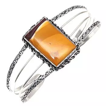 Браслеты-манжеты из серебра ручной работы с яшмой дикой лошади, регулируемые, 7 дюймов