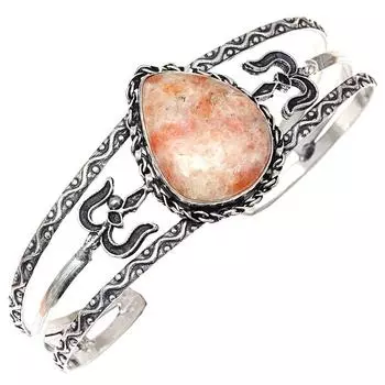 Браслеты-манжеты из серебра с драгоценными камнями Sunstone, 7 дюймов, регулируемые