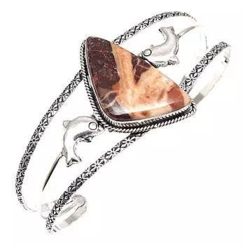 Браслеты-манжеты из серебра с сумасшедшим кружевом и агатовым камнем ручной работы, регулируемые, 7 дюймов