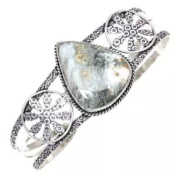 Браслеты-манжеты из старинного серебра с агатовым камнем, регулируемые, 7 дюймов