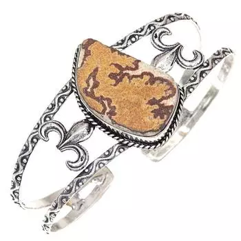 Браслеты-манжеты из старинного серебра с опалом и дендритным камнем, регулируемые, 7 дюймов