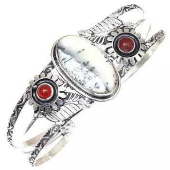 Браслеты-манжеты из старинных ювелирных изделий с опалом и дендритным камнем 7 дюймов, регулируемые