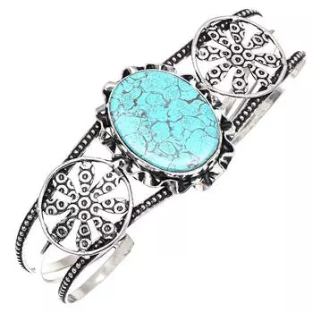 Браслеты-манжеты из тибетского бирюзового камня, регулируемые, 7 дюймов