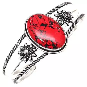 Браслеты-манжеты ручной работы из драгоценных камней с красной бирюзой, 7 дюймов, регулируемые