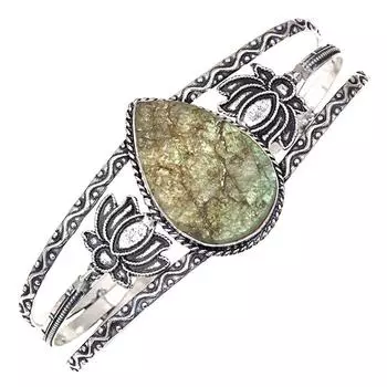 Браслеты-манжеты ручной работы из драгоценных камней лабрадорита друзы 7 дюймов, регулируемые