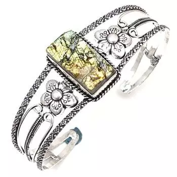 Браслеты-манжеты ручной работы из драгоценных камней лабрадорита друзы 7 дюймов, регулируемые