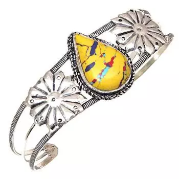 Браслеты-манжеты ручной работы из драгоценных камней из мозаики из яшмы 7 дюймов, регулируемые