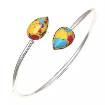 Браслеты-манжеты ручной работы из драгоценных камней из мозаики из яшмы 7 дюймов, регулируемые