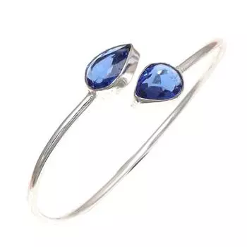 Браслеты-манжеты ручной работы из кварца и танзанита, регулируемые, 7 дюймов