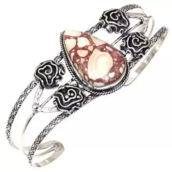 Браслеты-манжеты ручной работы из яшмы дикой лошади, регулируемые, 7 дюймов