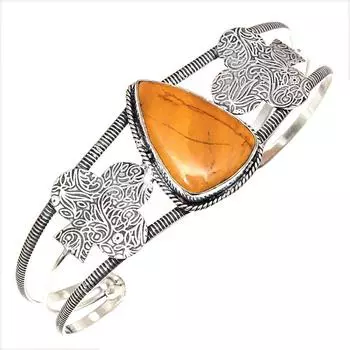 Браслеты-манжеты ручной работы из яшмы дикой лошади, регулируемые, 7 дюймов