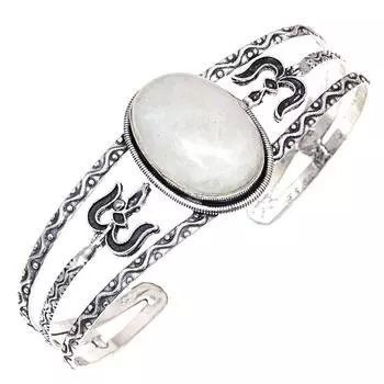 Браслеты-манжеты ручной работы с лунным камнем и драгоценными камнями, 7 дюймов, регулируемые