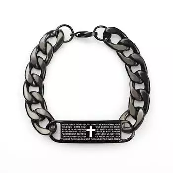 Браслеты мужские минималистичные браслет из титановой стали браслет с библейским крестом браслет из нержавеющей стали мужская рука 18cm чёрный