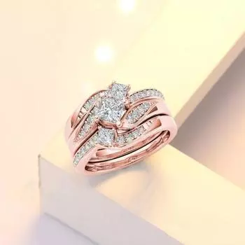 браслеты на пальцы с блестящим геометрическим гальваническим покрытием в западном стиле, гипоаллергенные украшения, украшения из искусственного алмаза, циркон US 8 розового золота