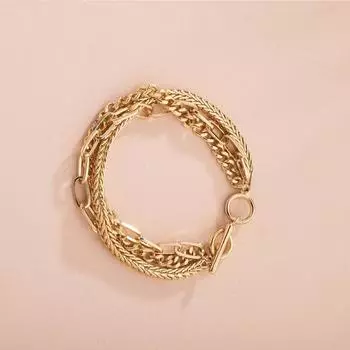 Браслеты Новый преувеличенный браслет Chomel Женский многослойный цепной хип-хоп личность Ins Tide Модные украшения для рук золотой