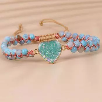 Браслеты Ocean Eye Blue Heart Opal, браслеты ручной работы из бисера