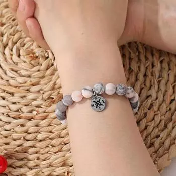 Браслеты Подарки на день рождения Браслет певицы с поздравительной открыткой на День матери Выпускной День рождения Браслет из натурального камня из бисера чёрный