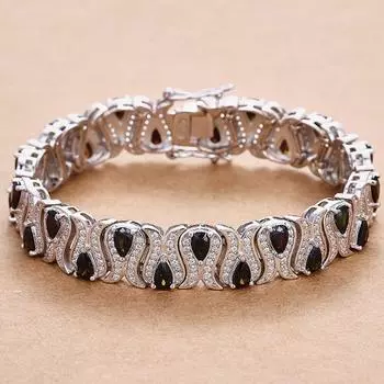 Браслеты-подвески из стерлингового серебра 925 пробы с грушей, изумрудом, рубином, черным сапфиром, высокоуглеродистым бриллиантом для женщин, подарок 16cm