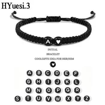 Браслеты-подвески в виде сердца с 26 буквами, регулируемые вручную, с регулируемым именем AZ, плетеные браслеты для женщин и мужчин, ювелирные изделия для дружбы, подарки