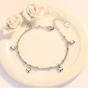 Браслеты ручной работы из стерлингового серебра 925 пробы с сердцем любви для женщин, браслет-цепочка на удачу, свадебные украшения S-B164