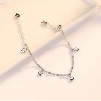 Браслеты ручной работы из стерлингового серебра 925 пробы с сердечками для женщин, браслет-цепочка на удачу, свадебные украшения S-B164