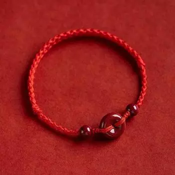 Браслеты ручной работы Lucky Cinnabar Red Rope Ping Buckle с бусинами для женщин и мужчин, винтажные браслеты в китайском стиле, ювелирные изделия, подарки на день рождения A1