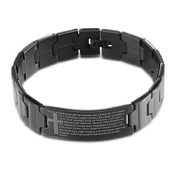 Браслеты с крестом из нержавеющей стали, мужские черные браслеты, модные ювелирные изделия, подарочные аксессуары 1PC