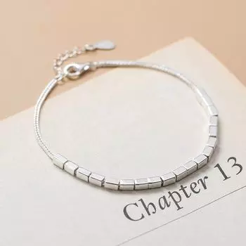 Браслеты с квадратными подвесками из стерлингового серебра 925 пробы для женщин и девочек, ювелирные изделия для свадебной вечеринки, подарок, браслеты дружбы, Pulseira
