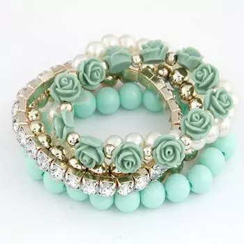 Браслеты с подвесками для женщин, многослойные браслеты с цветком розы и браслеты, винтажные ювелирные изделия оранжевый