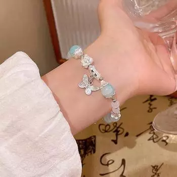 Браслеты с подвесками в виде бабочек в китайском стиле, модные стеклянные бусины, браслет для девочек, легкие роскошные универсальные украшения для запястья A4